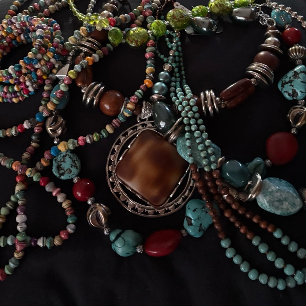 Colorful Beaded Necklace Set 8 necklaces, earrings, and bracelets
